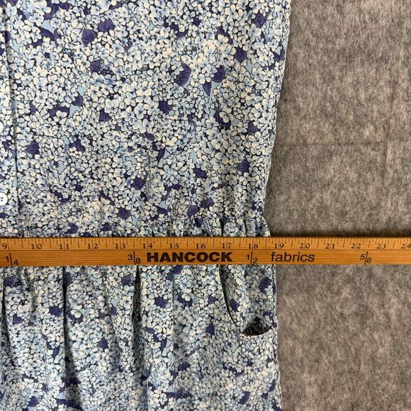 Tuckernuck Blue Hydrangea Floral Hayes Mini Shirt Dress Women Small Pockets - Picture 9 of 11